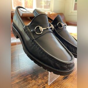 ****SOLD ****.  GUCCI MEN HORSEBIT LOAFERS #016343 LUG SOLE BLACK